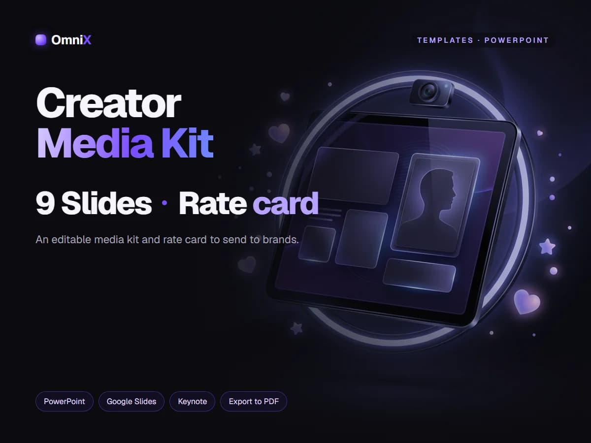 Creator Media Kit & Rate Card — Editable PowerPoint Template